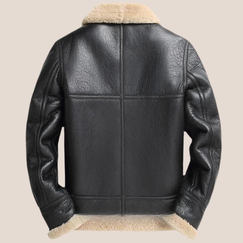 Black B-3 Bomber pilot shearling leather jacket - Shearland