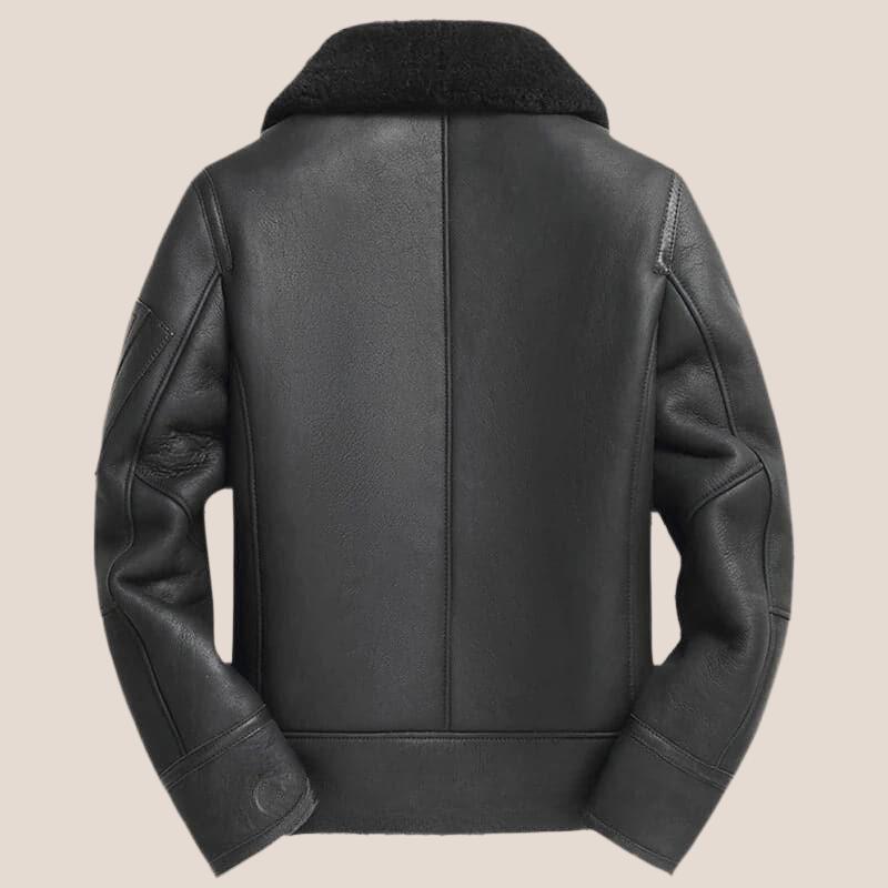 Black B-3 Bomber pilot shearling leather jacket - Shearland