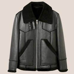 Black B-3 Sheepskin Shearling Pilot Leather Jacket - Shearland