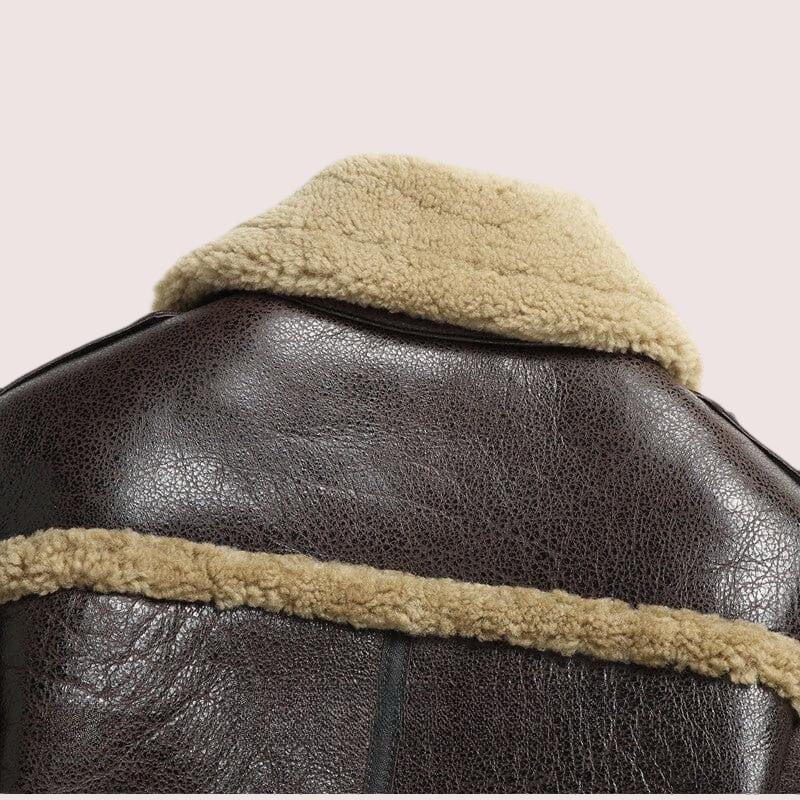 Brown B-3 Bomber Shearling Sheepskin Leather Jacket - Shearland