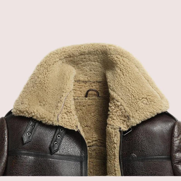 Brown B-3 Bomber Shearling Sheepskin Leather Jacket - Shearland