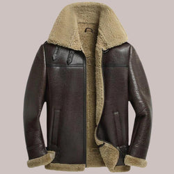 Brown B-3 Bomber Shearling Sheepskin Leather Jacket - Shearland