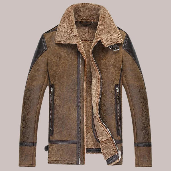 Brown B-3 Bomber pilot shearling leather jacket - Shearland