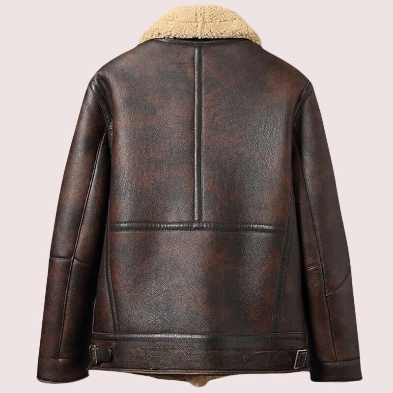 Brown Sheepskin B-3 Bomber Pilot Leather Jacket - Shearland