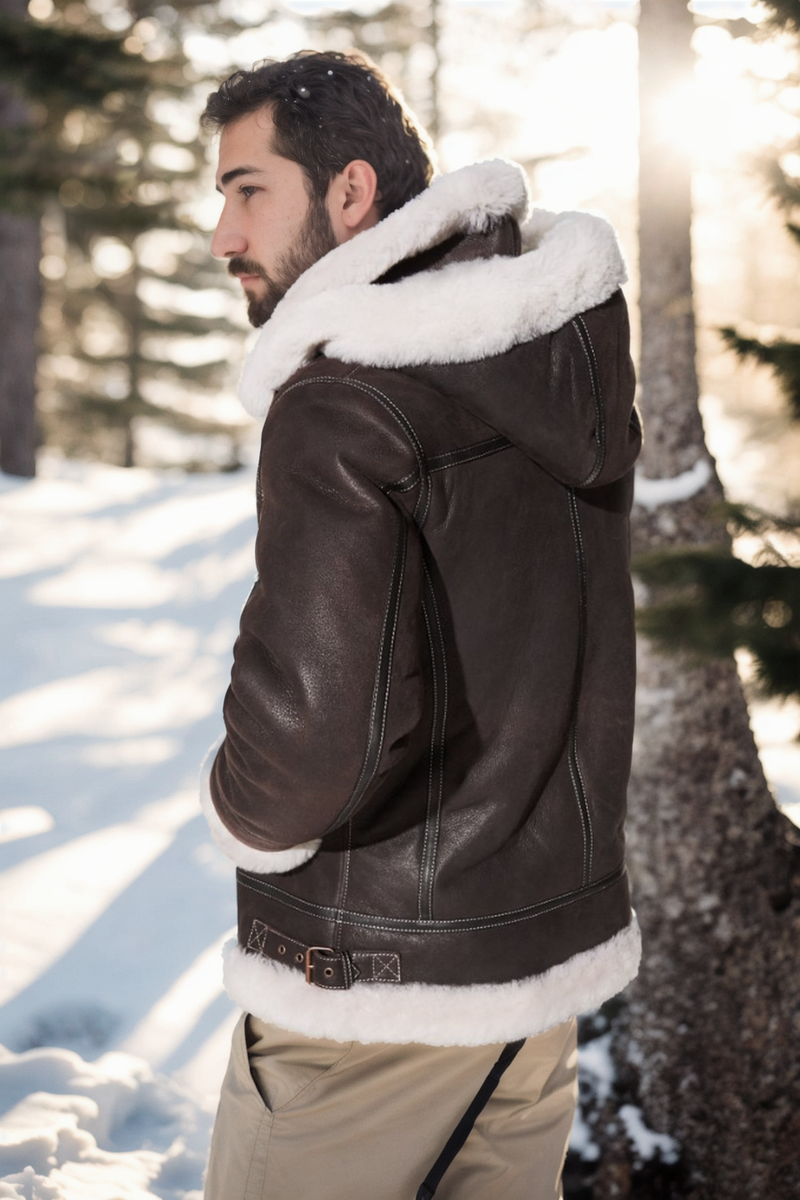 Classic Sheepskin B-3 Bomber Jacket Brown Shearland