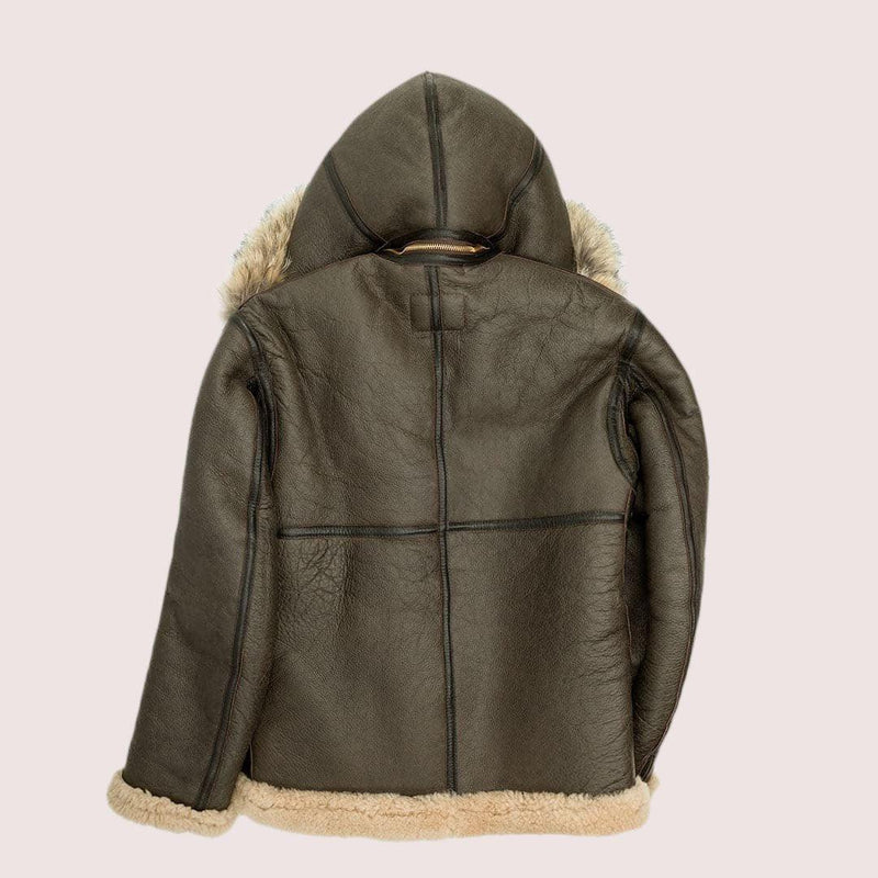 Dunkirk RAF Sheepskin Hooded Bomber Jacket - Shearland