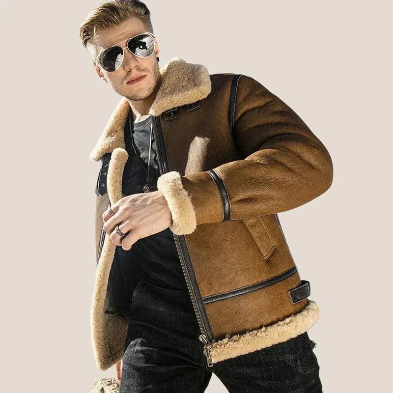 Jason Sheepskin B-3 Bomber Jacket WHISKEY