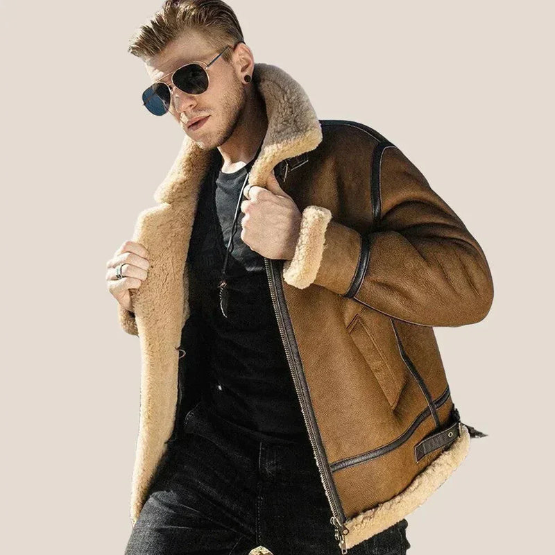 Jason Sheepskin B-3 Bomber Jacket WHISKEY