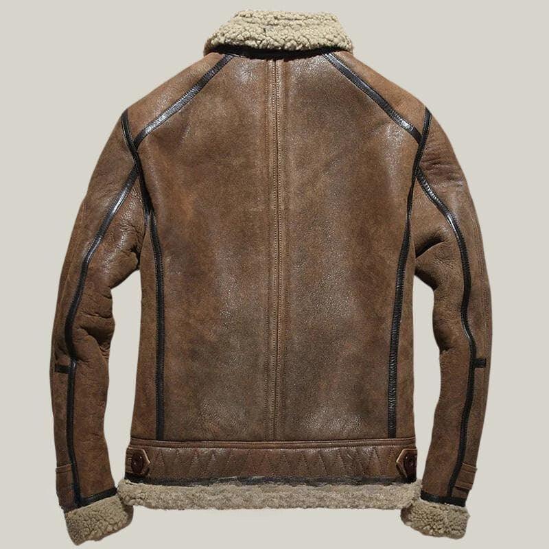 Men Shearling B-3 Bomber Flying Leather Jacket - Shearland