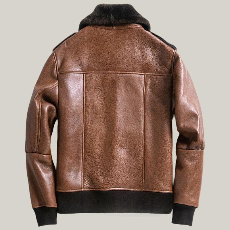 Men Shearling B-3 Bomber Leather Jacket - Shearland