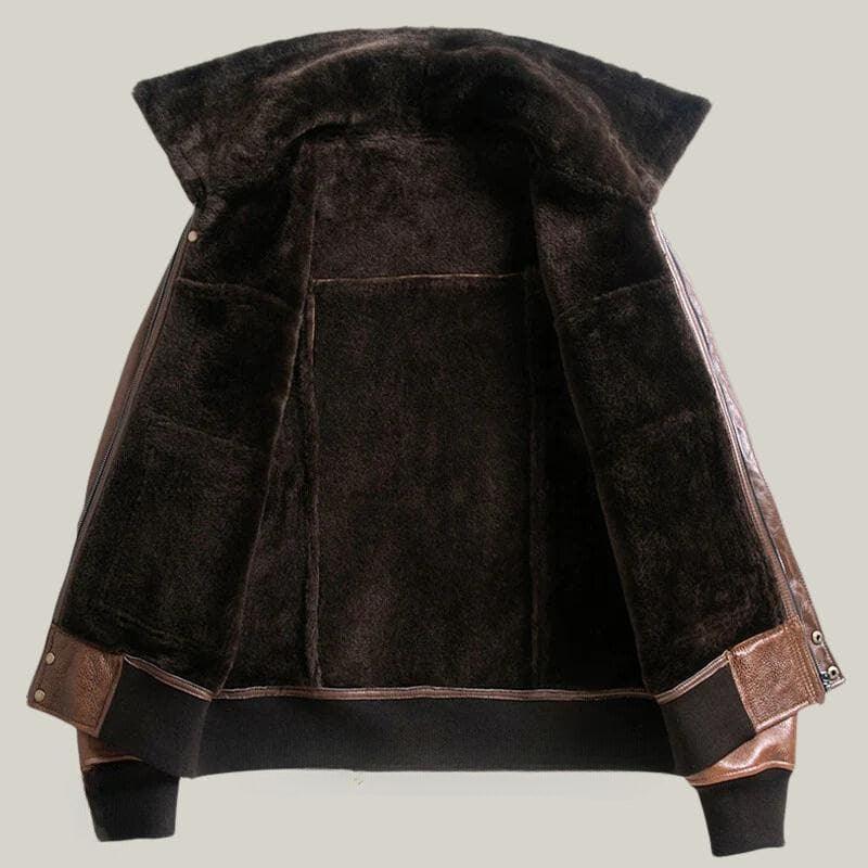 Men Shearling B-3 Bomber Leather Jacket - Shearland