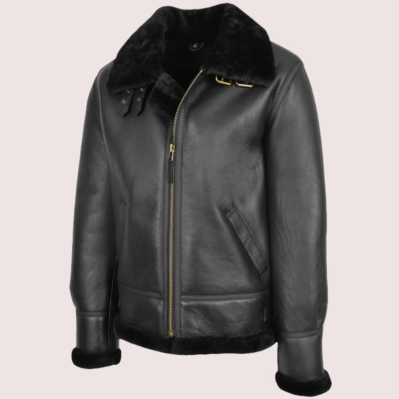 Men's Classic B3 Original Sheepskin Jacket Black - Shearland