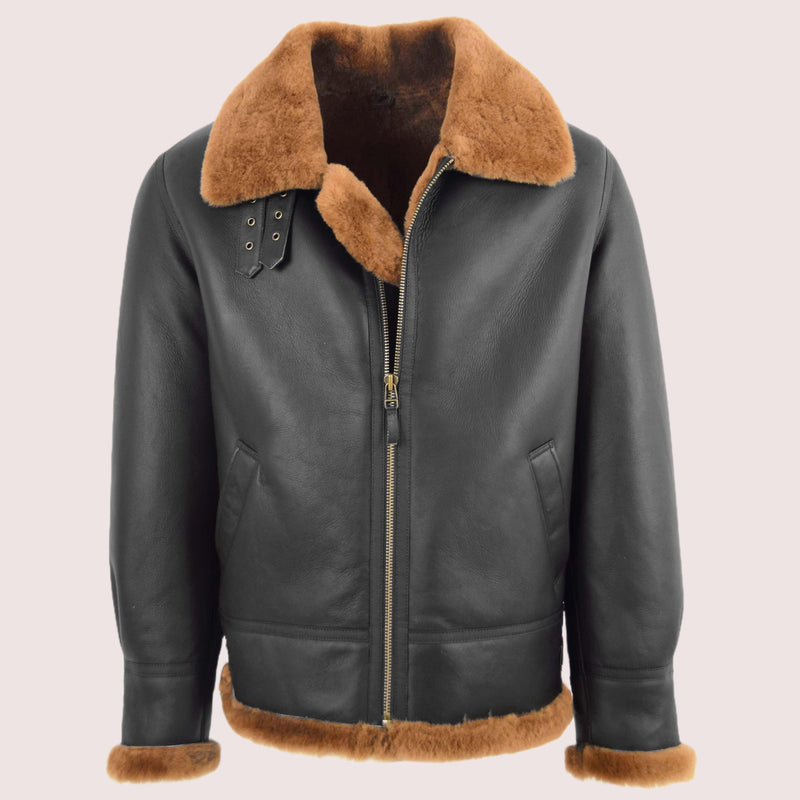 Men's Classic B3 Original Sheepskin Jacket Brown Ginger - Shearland