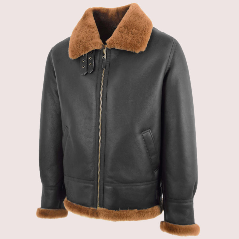 Men's Classic B3 Original Sheepskin Jacket Brown Ginger - Shearland