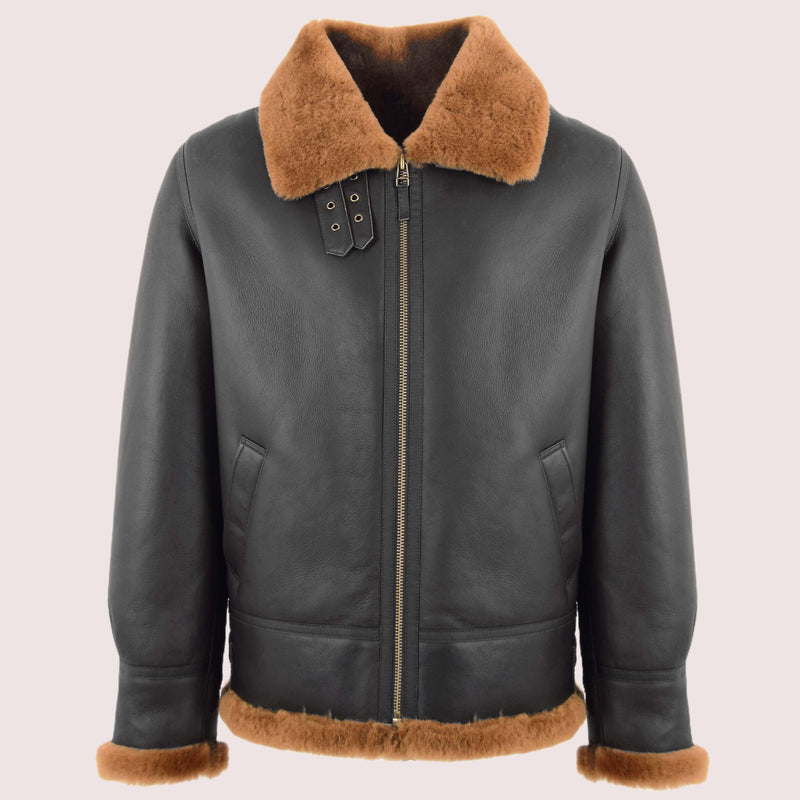 Men's Classic B3 Original Sheepskin Jacket Brown Ginger - Shearland