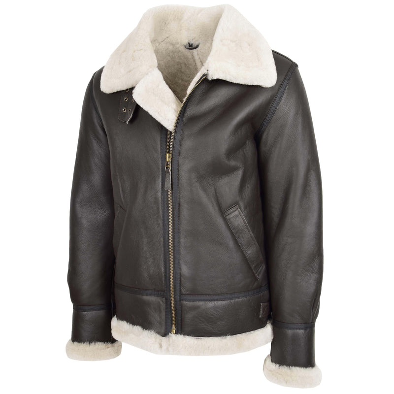 Men's Classic B3 Original Sheepskin Jacket Brown White - Shearland