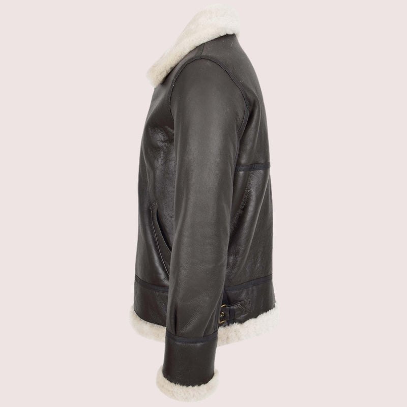 Men's Classic B3 Original Sheepskin Jacket Brown White - Shearland