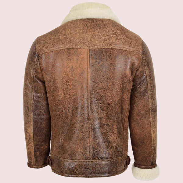 Mens Aviator Sheepskin Pilot Jacket Blen Vintage Brown - Shearland