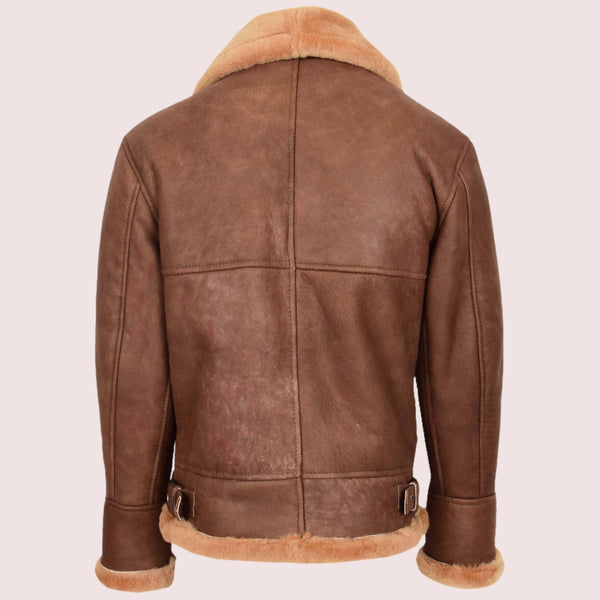 Mens B3 Sheepskin Vintage Flying Jacket Felix Tan - Shearland