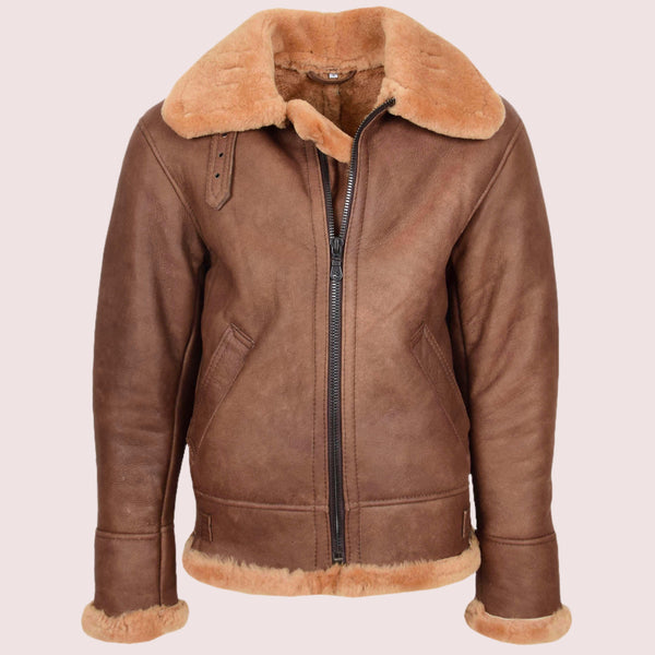 Mens B3 Sheepskin Vintage Flying Jacket Felix Tan - Shearland