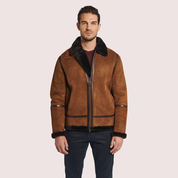 Mens Bomber Leather Sheepskin Jacket with Shearling for Maximum Warmth - Shearland