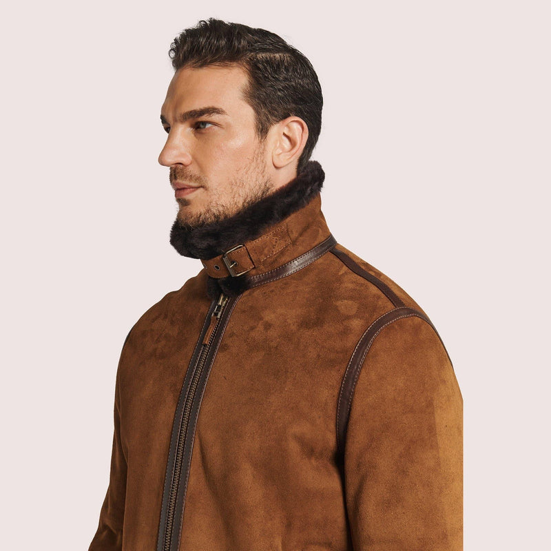 Mens Bomber Leather Sheepskin Jacket with Shearling for Maximum Warmth - Shearland