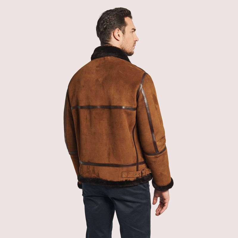 Mens Bomber Leather Sheepskin Jacket with Shearling for Maximum Warmth - Shearland