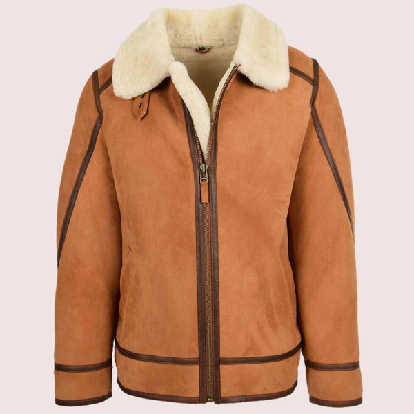 Mens Classic Top Gun Sheepskin B3 Jacket Dean Tan White - Shearland