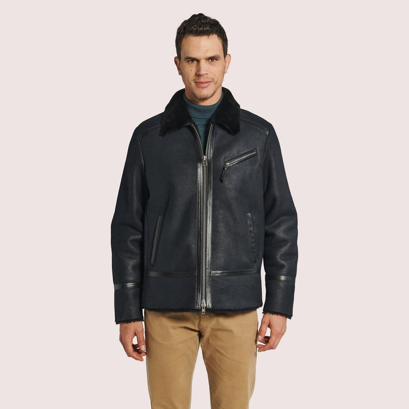 Mens Rutland Sheepskin Jacket with Lambskin Trim Details - Shearland