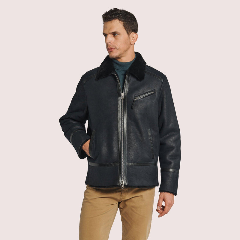 Mens Rutland Sheepskin Jacket with Lambskin Trim Details - Shearland