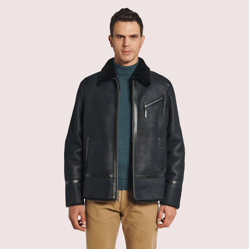 Mens Rutland Sheepskin Jacket with Lambskin Trim Details - Shearland