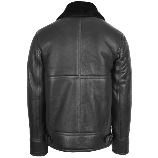 Mens Top Gun Style Sheepskin Jacket Oscar Black - Shearland