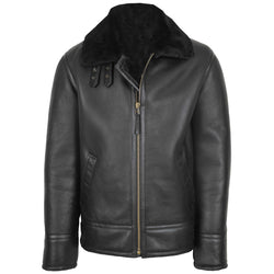 Mens Top Gun Style Sheepskin Jacket Oscar Black - Shearland