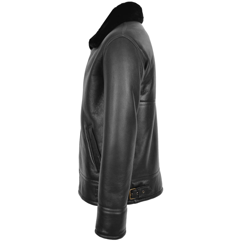 Mens Top Gun Style Sheepskin Jacket Oscar Black - Shearland