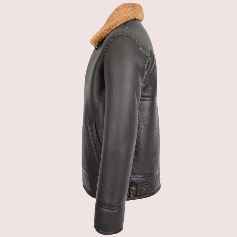 Mens Top Gun Style Sheepskin Jacket Oscar Brown Ginger - Shearland