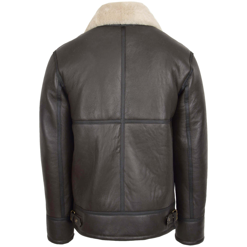 Mens Top Gun Style Sheepskin Jacket Oscar Brown White - Shearland