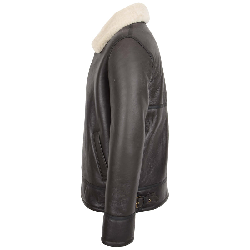 Mens Top Gun Style Sheepskin Jacket Oscar Brown White - Shearland