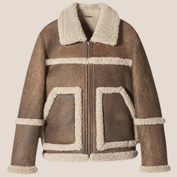 Shearling B-3 Bomber Aviator Leather Jacket - Shearland