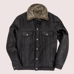 The Sheepskin Midnight Trucker Biker Leather Jacket - Shearland