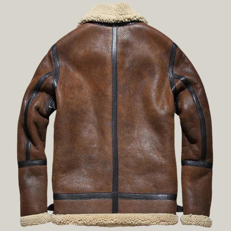 Vintage Brown Shearling B-3 Bomber Leather Jacket - Shearland