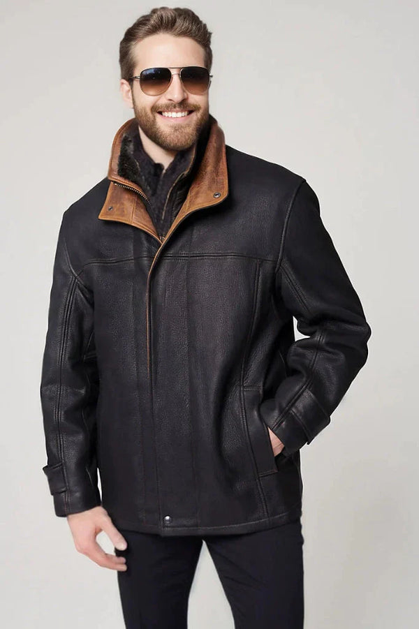 Jack Frost Leather Coat with Merino Sheepskin