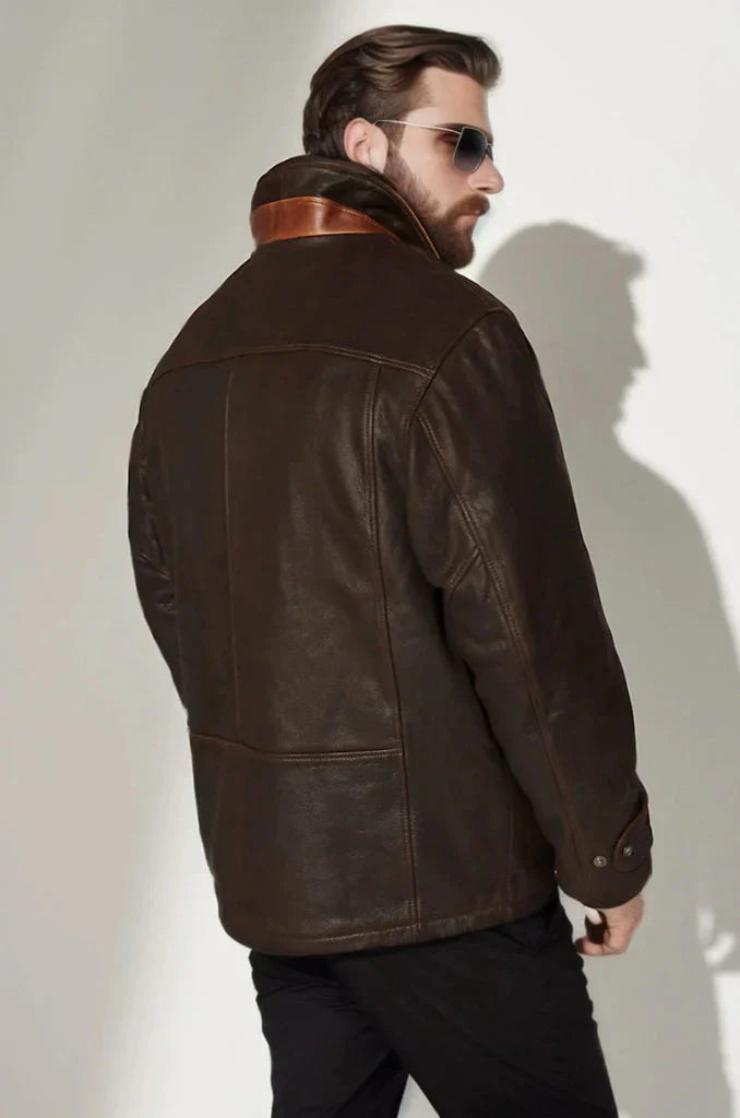 Jack Frost Leather Coat with Sheepskin