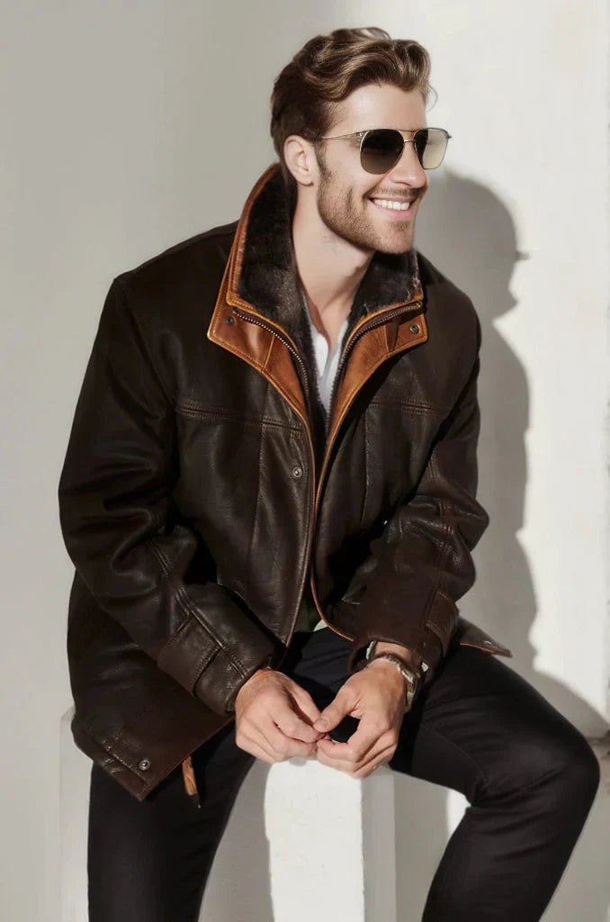 Jack Frost Leather Coat with Sheepskin